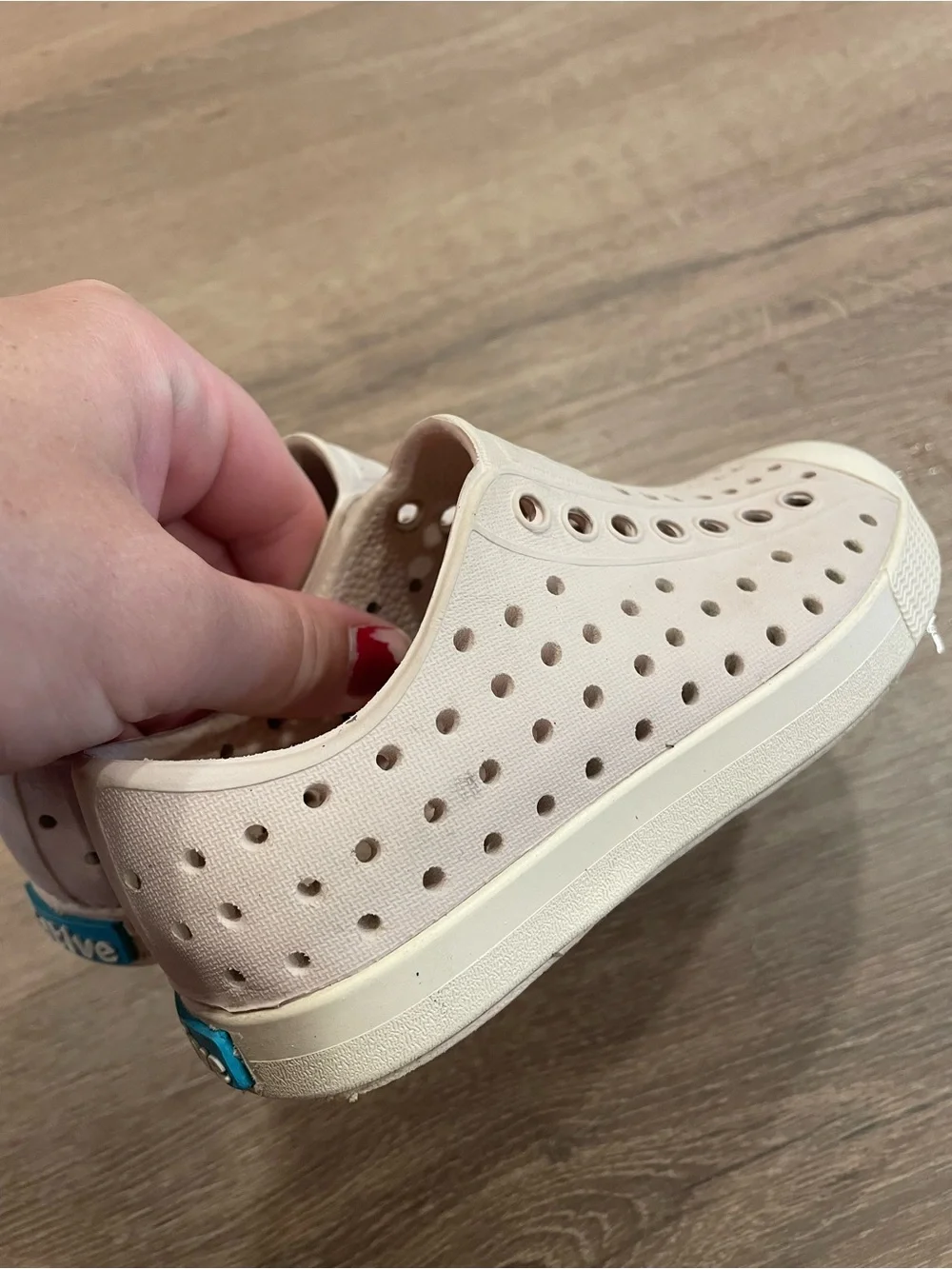 Native Kids Shoes - Light Pink and White Slip-On Sneakers